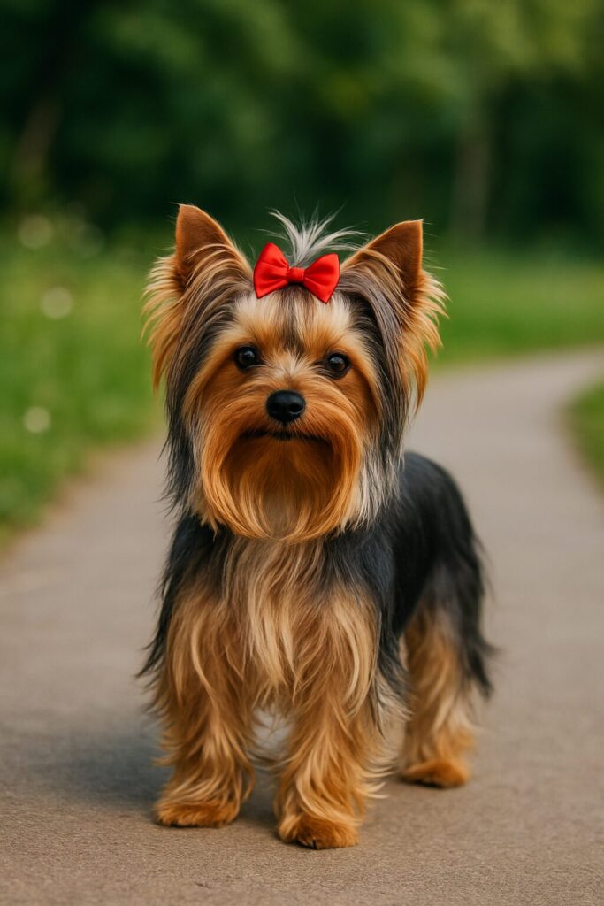 Yorkshire Terrier köpek ırkı, uzun ve parlak tüyleri, cesur ve oyuncu karakteriyle tanınan küçük ırk.